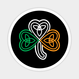 Ireland Flag Over a Celtic Knot Shamrock Magnet